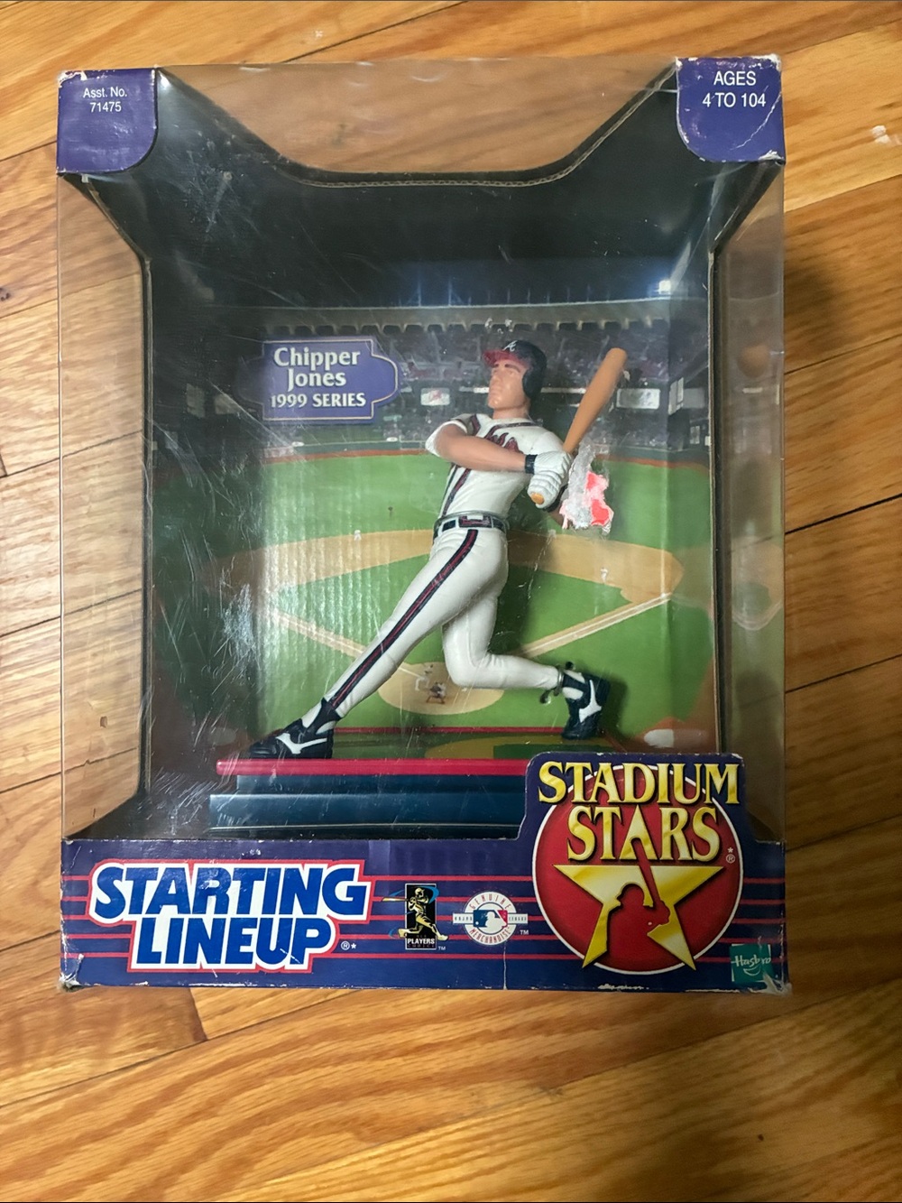 1999 Hasbro Stadium Stars Chipper Jones Figure in White and Navy